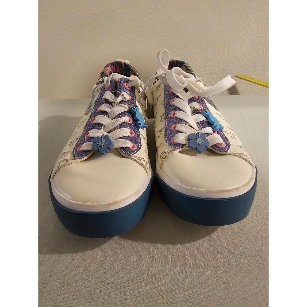 Ground Up Size 8 Disney Lilo & Stitch Ohana Sneakers White Glitter Detail